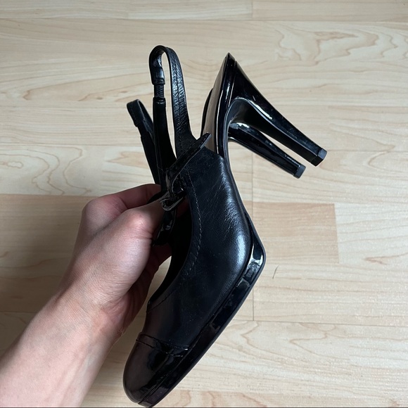 Franco Sarto Black Strappy Heels Round Toes Patent Leather Size 7 A - Picture 12 of 12